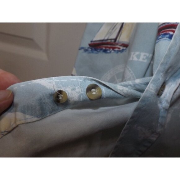 Michael Austin Rugged Wear XXL Short Sleeve Button Down Nautical FLAW READ! - Picture 6 of 6